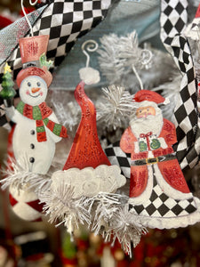 Santa Claus Harlequin Metal Ornament