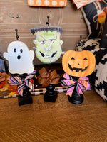 Load image into Gallery viewer, Halloween (4) Options Mini Metal Charms Ghost, Frankenstein, &amp; Jack-o-Lantern
