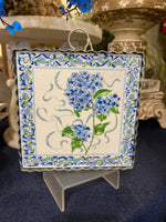 Load image into Gallery viewer, Blue Hydrangea Mini Print Shimmering Finish with Galvanized frame

