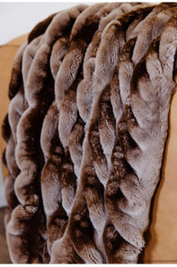 NEW! Couture Mocha Caramel Mink Faux Fur Throw