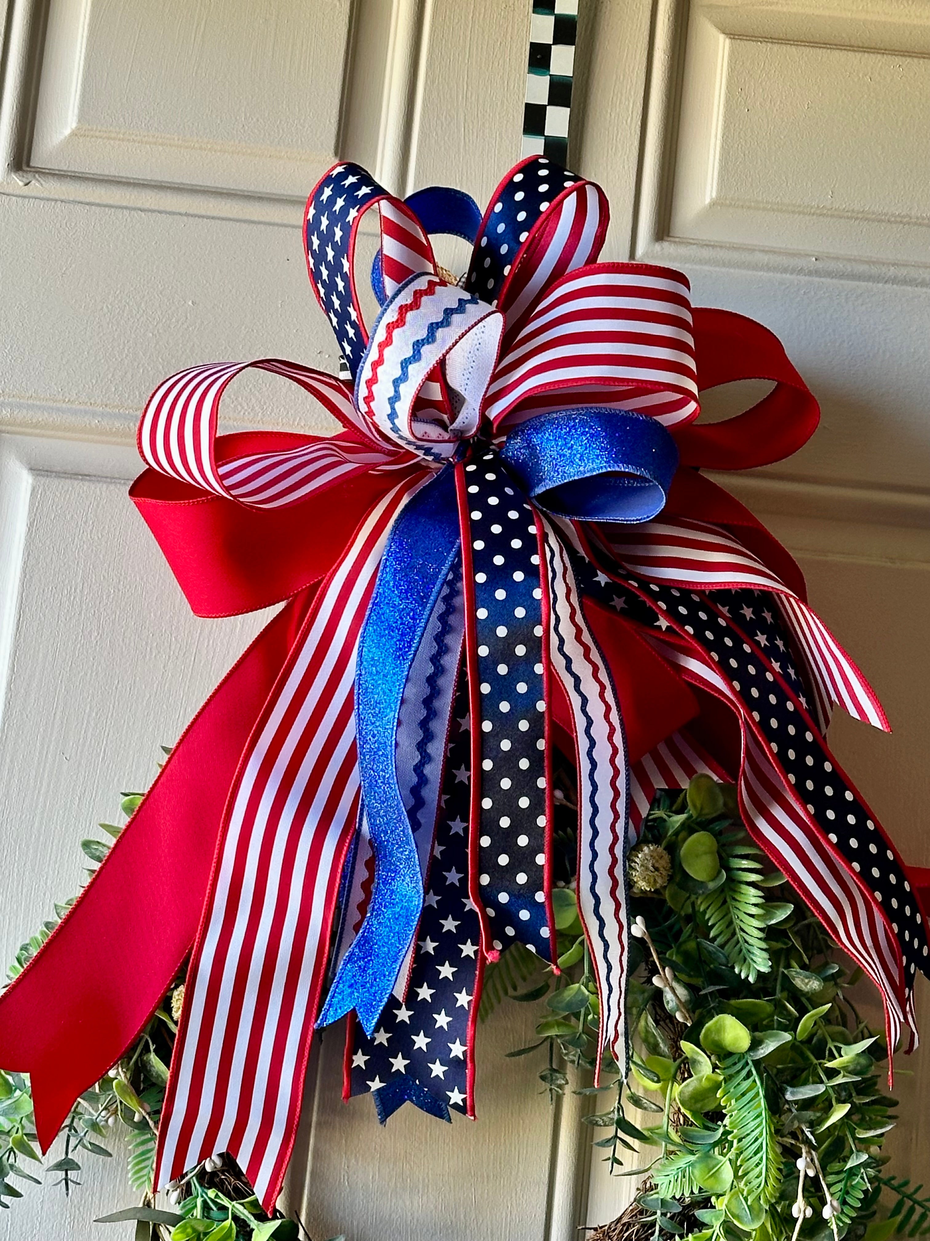 Americana: Red, White, and Blue Stars Bow Ric Rac and Polka Dots
