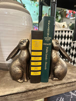 Load image into Gallery viewer, Pair of Bunnies Aged Gold with Bronze Weighted Bookends
