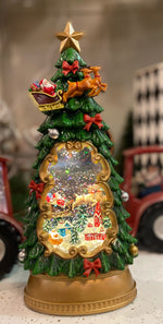 Load image into Gallery viewer, Musical 🎵Christmas Tree Snow Globe with Santa Flying and Reindeer
