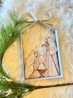 Load image into Gallery viewer, Nativity in Galvanized Frame with Bow
