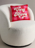 Load image into Gallery viewer, Pink and Red Plaid Very Merry Pillow Christmas
