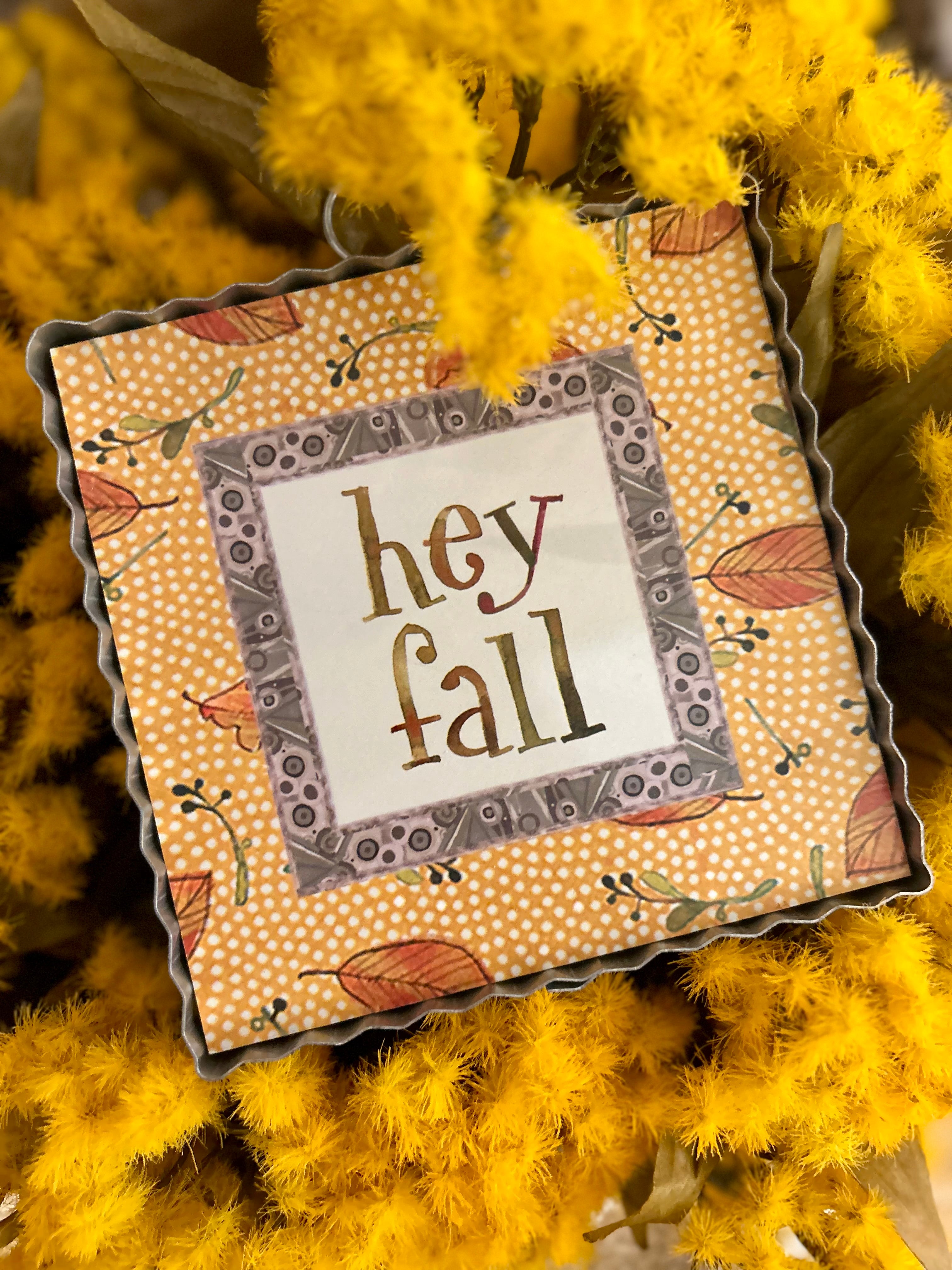Hey Fall Yellow Leaves Mini Print