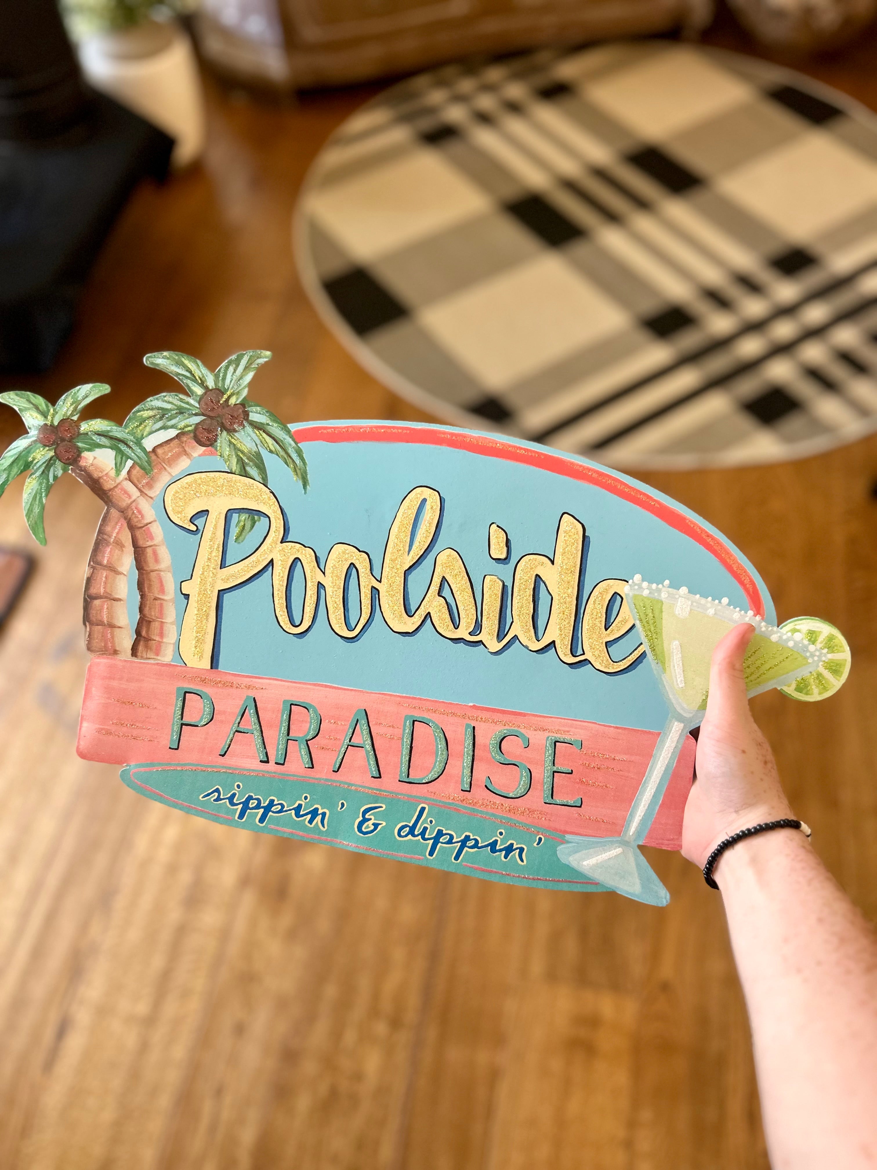 Poolside Paradise Metal Stake with Attached Easel