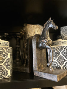 Horse Prancing Bronze Resin Bookends