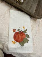 Load image into Gallery viewer, Orange Pumpkin White Kitchen Towel Pack of 2
