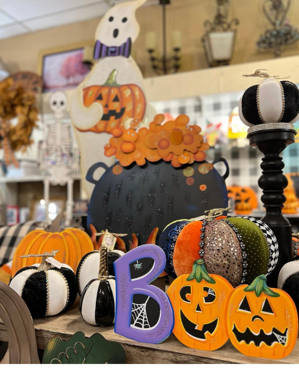 BOO Jack-o-Lantern Metal Stake with Easel in Purple