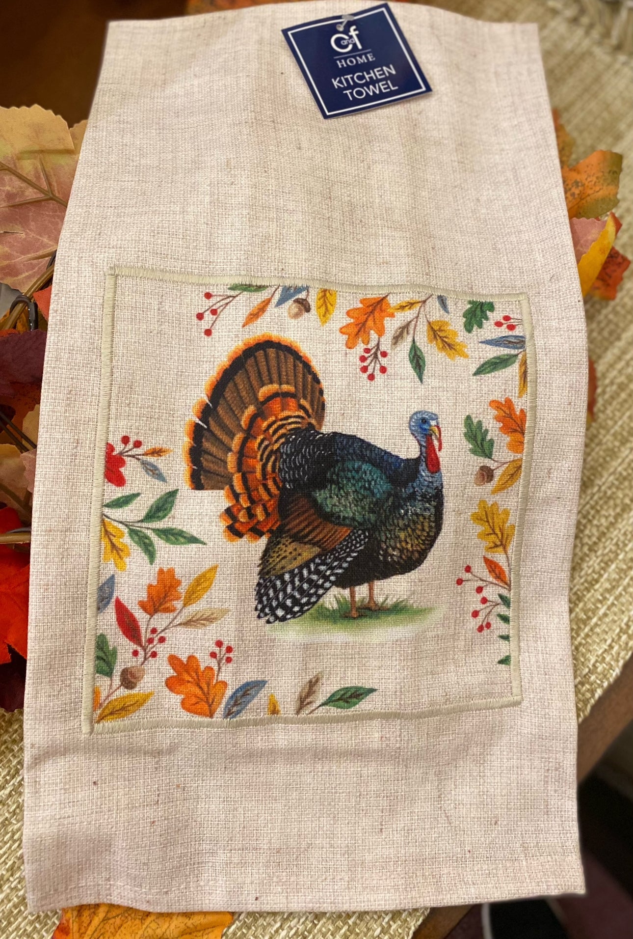 Fall Turkey Thanksgiving Linen Towel