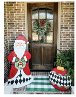 Load image into Gallery viewer, Large Santa Claus with Black &amp; White Harlequin Pattern with attached easel
