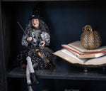 Load image into Gallery viewer, Witch in Black &amp; White with Spider Web Material Halloween
