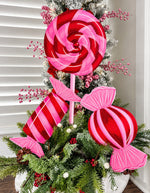 Load image into Gallery viewer, Set of 2 Hot Pink and Red Candy Pieces Metal Outdoor or Indoor Stake
