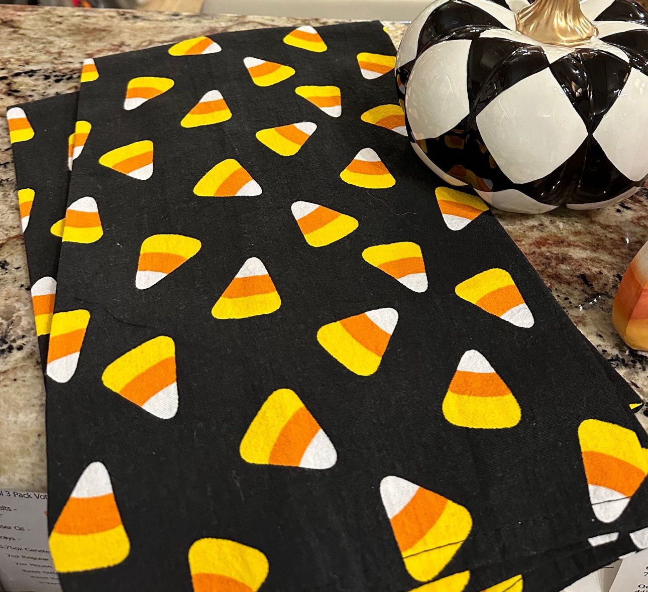 Candy Corn Hand Towel Black, Yellow, Orange