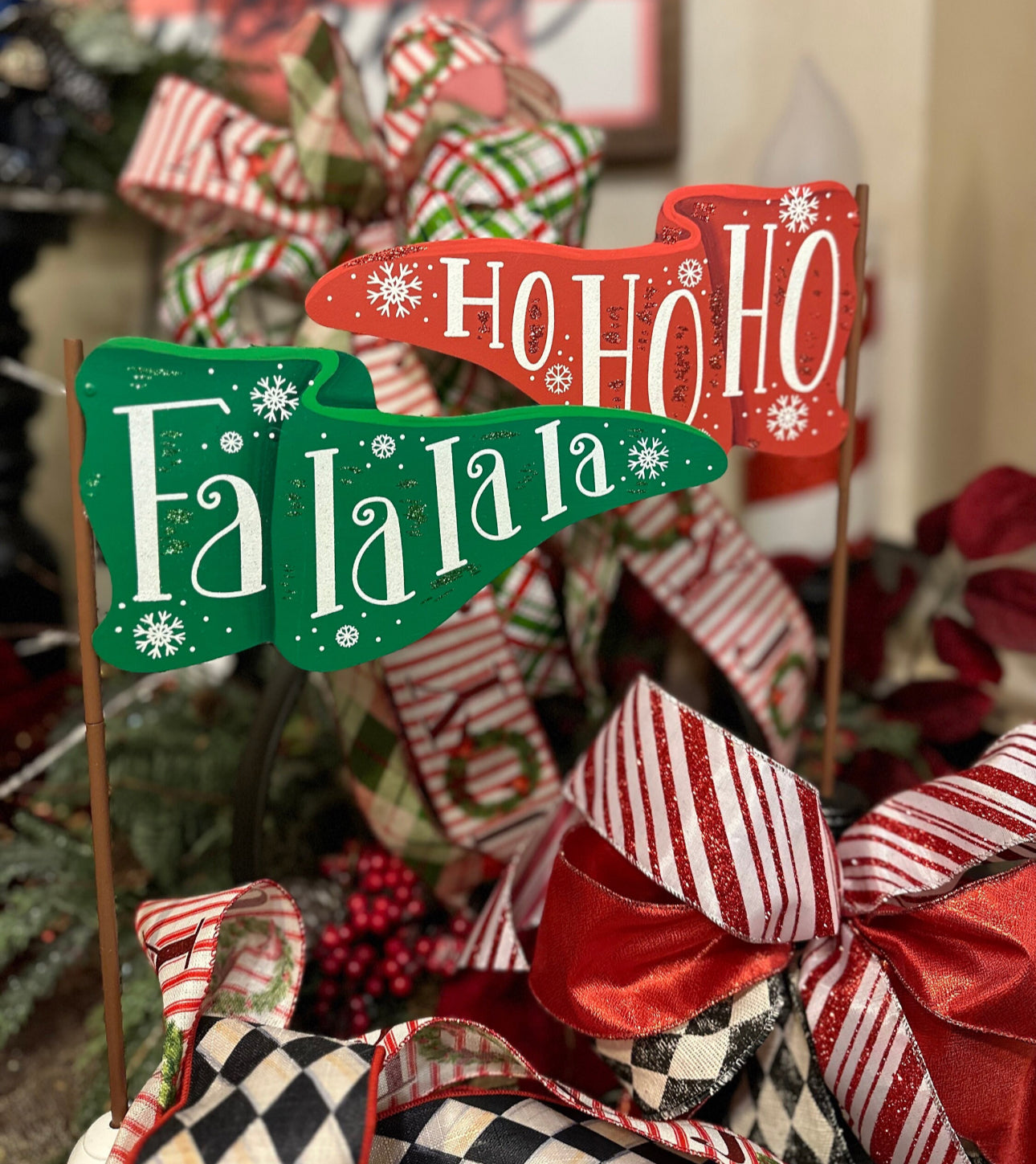 Christmas Metal Outdoor Flags Merry Christmas, Believe, or Set of 2 Hoho/Falala