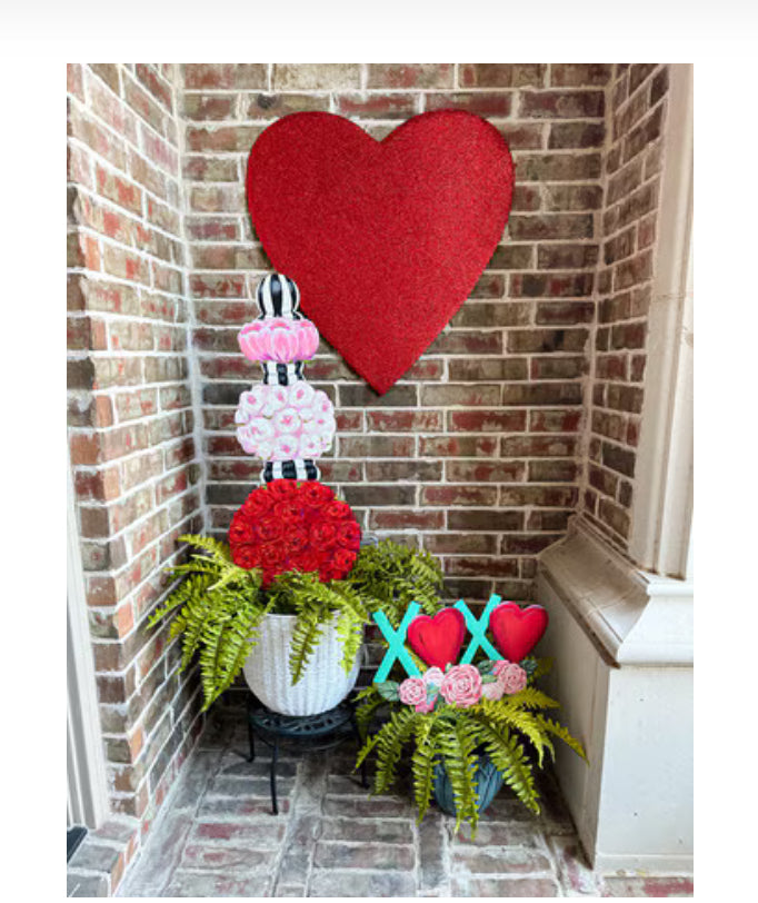 Valentines Day: Large Red Glittered Metal Heart