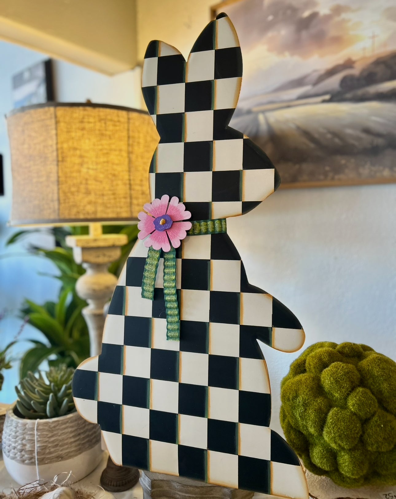 Black & White Check Easter Bunny
