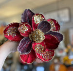 Load image into Gallery viewer, Glam Burgundy/Plum Velvet Magnolia with Gold Sequins Pack of 3
