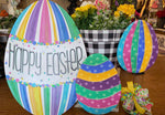Load image into Gallery viewer, Set of 2 Ribbon Polka Dot Metal Egg Stakes Purple, Pink, Yellow
