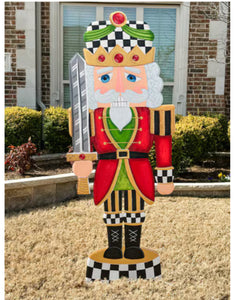 Large Nutcracker with Check Pattern Metal Outdoor/Indoor