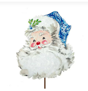 Blue and White Santa Metal Outdoor/Indoor Stake Christmas
