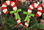 Load image into Gallery viewer, Set of 2 Candy Cane with Lime Green Bows Metal Stakes Outdoor or Indoor
