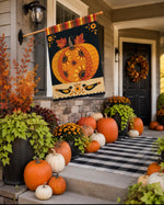 Load image into Gallery viewer, Large Sunflower Folk Art Pumpkin Flag Outdoor Studio M
