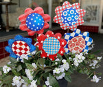 Load image into Gallery viewer, All American Flowers Blue, Red, White Patterns Metal Stakes Set of 5
