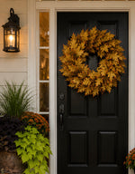 Load image into Gallery viewer, Golden Maple Leaf Wreath 30” – Luxe Fall Door
