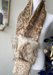 Vintage Leopard Faux Fur Remix Scarf with Pockets Donna Salyers
