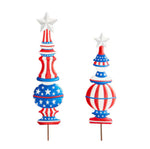 Load image into Gallery viewer, Americana: Topiaries Stars &amp; Stripes Red, White, and Blue Set of 2 30”h
