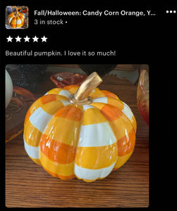 Candy Corn Colored Buffalo Check Pumpkin with Gold Stem