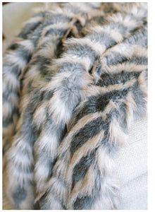 Grey Chevron Pattern Faux Fur Throw 60”x72”