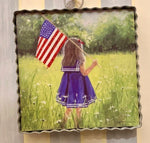 Load image into Gallery viewer, Little Girl with American Flag Mini Print
