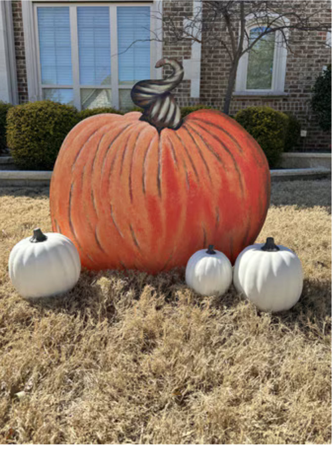 Large 33” Velvet Orange Pumpkin with Easel and Stake
