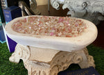 Load image into Gallery viewer, Fire Bowl Pink Glass Soy Candle in White Dough Bowl Happy Memories Scent of Pink Grapefruit
