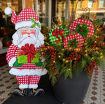 Load image into Gallery viewer, Christmas Check Ornaments Yard Metal Stakes Set of 3
