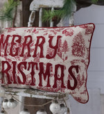 Load image into Gallery viewer, Merry Christmas Toile Red and White Christmas Pillow
