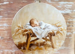 Load image into Gallery viewer, Baby Jesus in Manger Wood Ornament Christmas Decor
