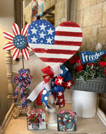 Load image into Gallery viewer, American Flag Heart Metal Outdoor Stake or Hang
