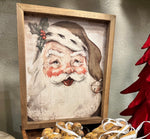 Load image into Gallery viewer, Classic Santa Wooden Art Neutral with Wood Frame Christmas Art
