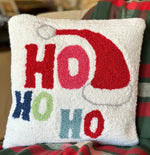 Load image into Gallery viewer, Hohoho Hooked Pillow with White Background
