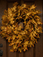 Load image into Gallery viewer, Golden Maple Leaf Wreath 30” – Luxe Fall Door
