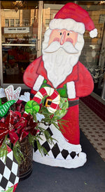 Load image into Gallery viewer, Large Santa Claus with Black &amp; White Harlequin Pattern with attached easel Christmas
