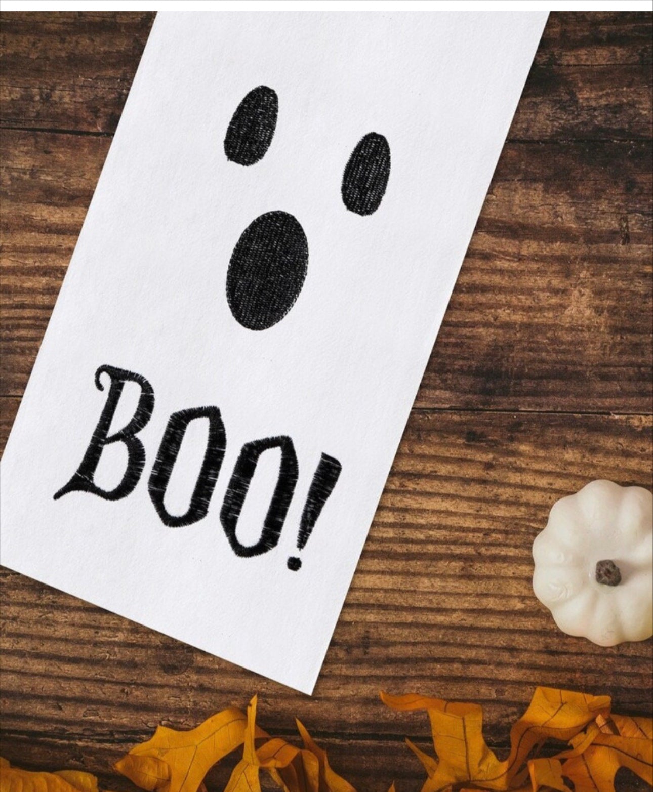 BOO Ghost Halloween Towel Black & White