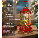 Load image into Gallery viewer, Musical 🎵Christmas Red and Gold Lantern Snow Globe with Santa and Moving Train
