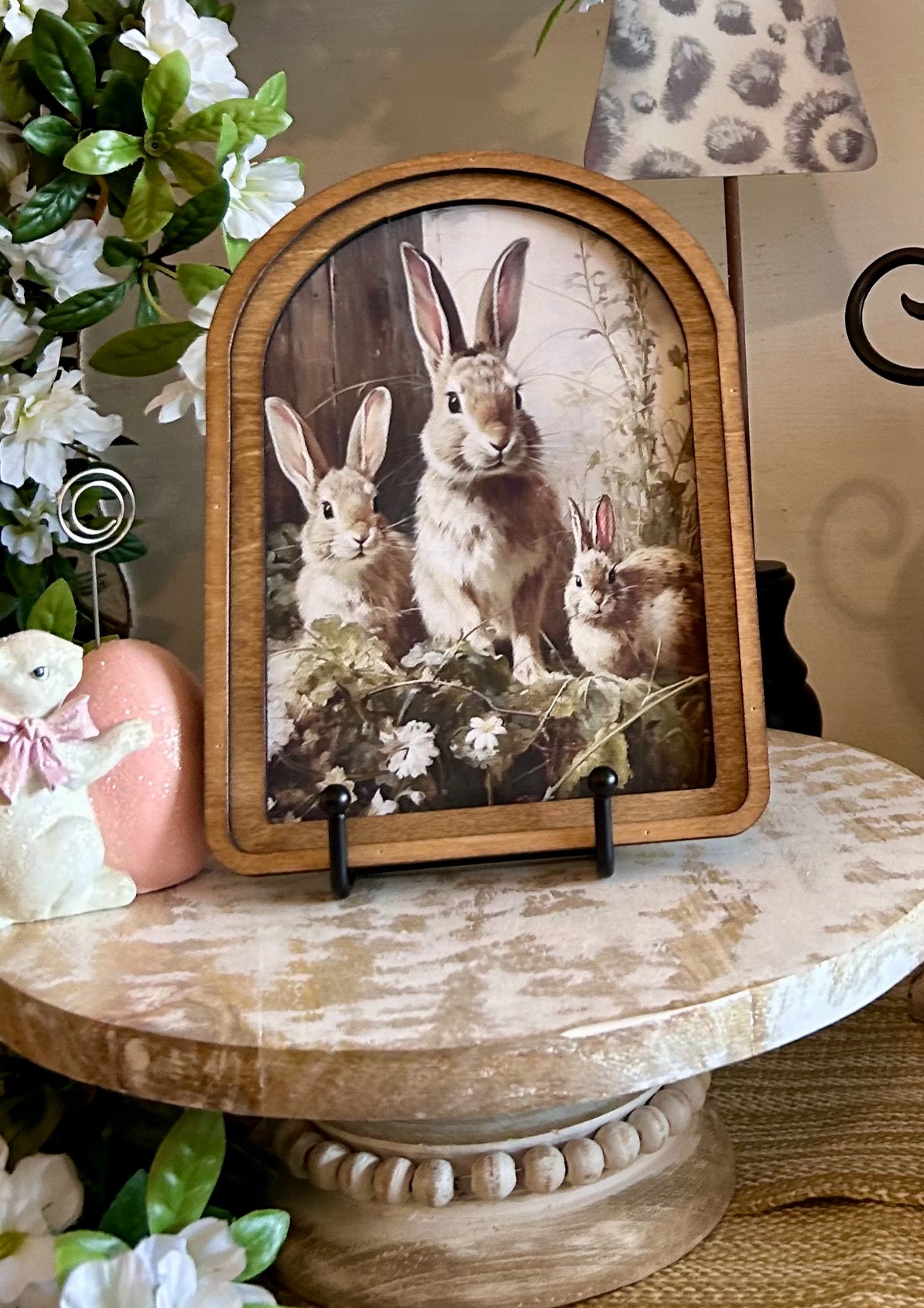 Arch Top Wooden Bunnies Art