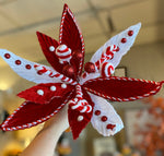 Load image into Gallery viewer, Red &amp; White Candy Cane Poinsettias Pack of 3
