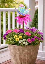 Load image into Gallery viewer, Aqua and Pink Metal Outdoor Stake
